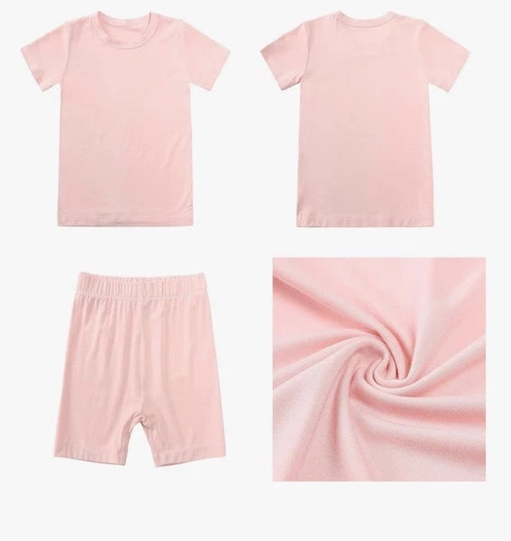 HAPIU Summer Pajamas 4 Pcs 2 Sets Beige & Baby Pink 24 Months 2 Years Girls
