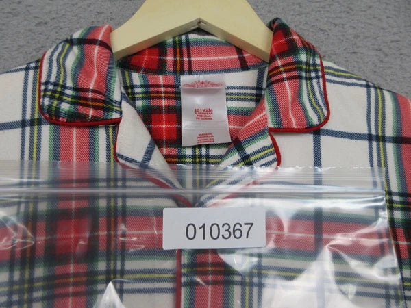 Wondershop Pajama Set Kids Unisex 10/12 Red Plaid Flannel Cozy Lounge Sleepwear