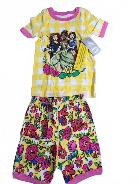 Disney Princess Kids' Yellow Floral Pajama Set with Character Design Size 5
