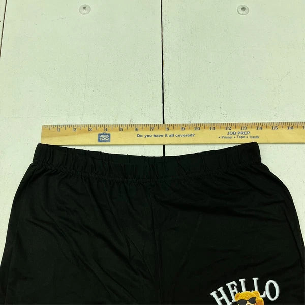 Pink & Black "Hello" Graphic Print Short Sleeve Pajama Set Girls Size Large NEW