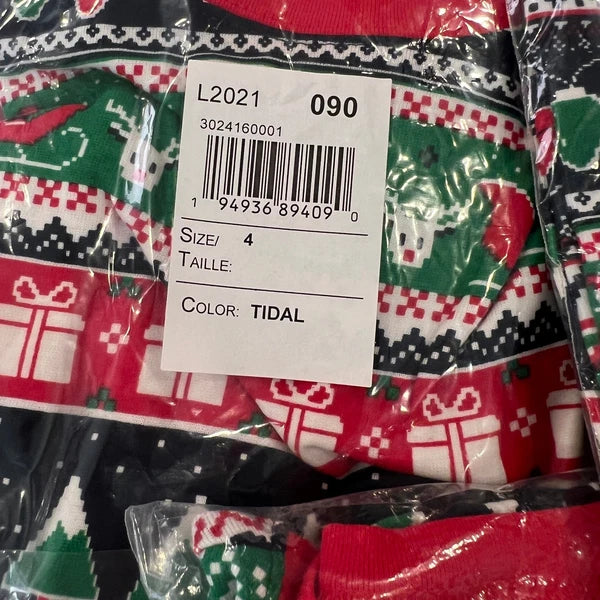 NWT Children's Place Unisex Glow Christmas Fair Isle Cotton Pajamas - SIZE 4