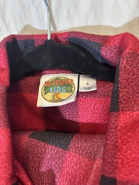 Outdoor Kids Red  Black Buffalo Check Plaid Pajama Set Kids 6 Two Piece M15