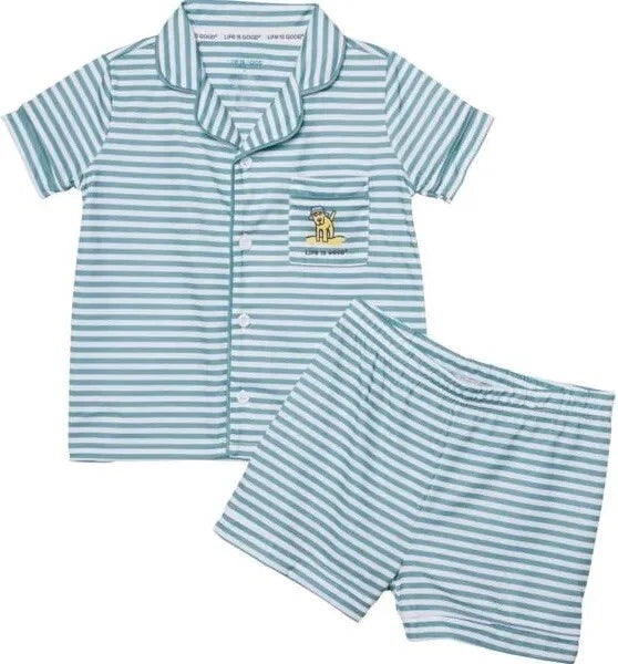 Life Is Good Toddler Boys Notch Collar Top and Shorts Pajama Set