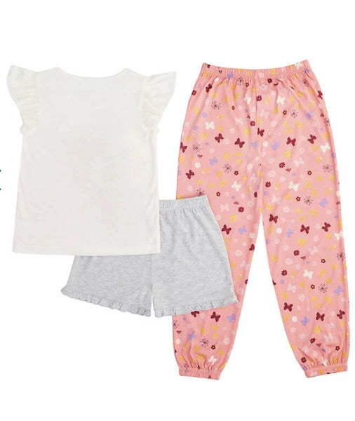 Girl’s CUDDL DUDS "Keep Dreaming" Butterfly 3-Piece Pajama Set Size XS (4-5) NWT