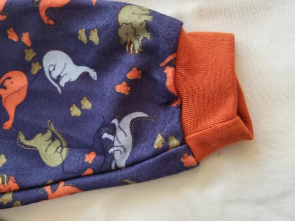 Confetti Kid Pajama 2 Piece Set Dinosaurs 3T Navy with Orange, Blue & Green Dino