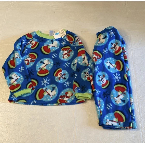 Children’s Place Blue Fleece Holiday Pajama Set- Size XXS (2/3) NWT