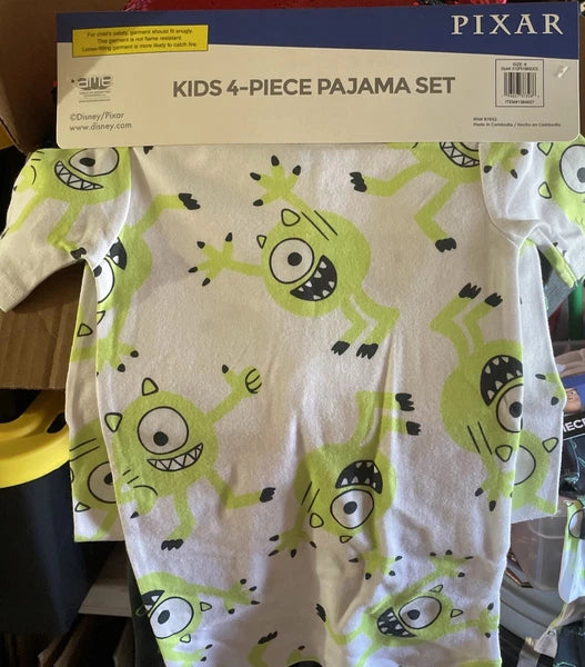 PIXAR Character Kid’s 4-Piece Pajama Set Size 6 New