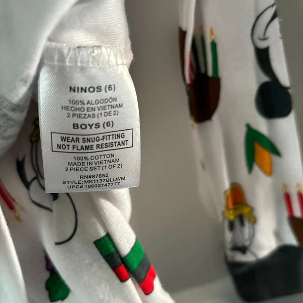 Disney Mickey and Friends Kids’ Cotton Kwanzaa Pajama Set, 2-Piece, Size 6 NEW