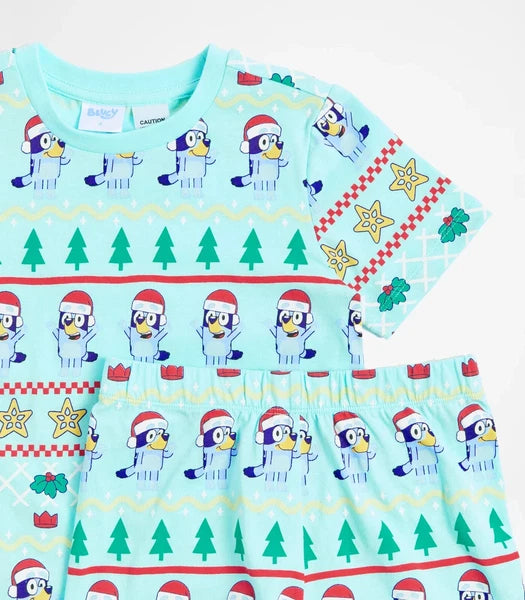 Boys girls size 2 BLUEY blue COTTON Christmas summer pyjamas  Bluey NEW A 003