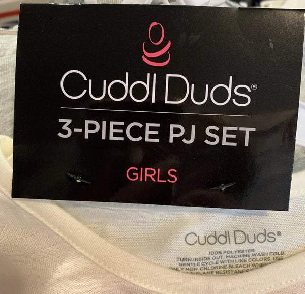 Girl’s CUDDL DUDS "Keep Dreaming" Butterfly 3-Piece Pajama Set Size XS (4-5) NWT