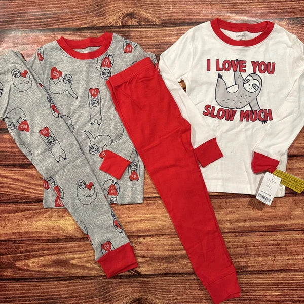 Carter’s Pajama Sets Boy’s Size 4 Snug Fit Cotton Sloth Love Red Bx9