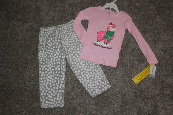 Carter's Pajamas Fleece Navidad Llama Set Christmas Toddler Girls Size 3T NWT