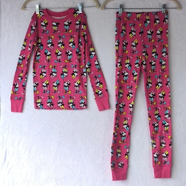 Disney Girl's Pink Minnie Mouse Print Pajamas Size L 10