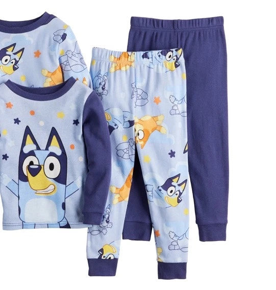 Boy's BLUEY "Bluey Stars" 4 Piece Pajama Set Size 12M  NWT