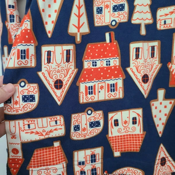 Hanna Andersson Christmas Gingerbread Organic Cotton Long John Pajamas Kids 12