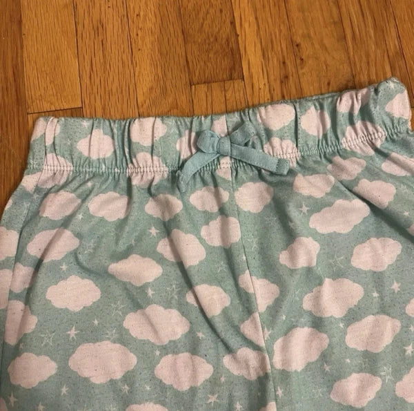 Eddie Bauer 2 Piece Pajama Set Girls Small 7/8 Blue White Clouds