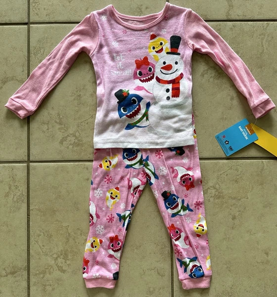 Nickelodeon Baby Girl Pink 2T Let It Snow Christmas Winter Pajamas. NWT.