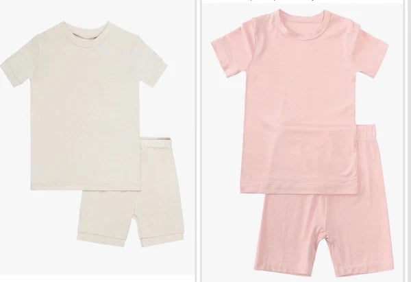 HAPIU Summer Pajamas 4 Pcs 2 Sets Beige & Baby Pink 24 Months 2 Years Girls