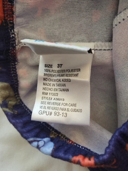 Confetti Kid Pajama 2 Piece Set Dinosaurs 3T Navy with Orange, Blue & Green Dino