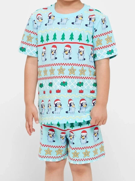 Boys girls size 2 BLUEY blue COTTON Christmas summer pyjamas  Bluey NEW A 003