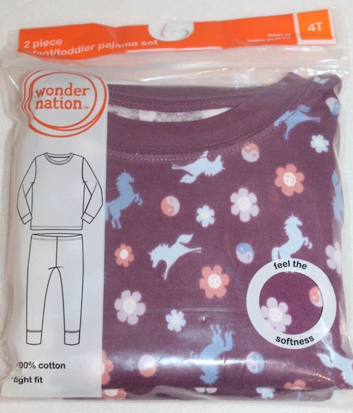 New in Package Wonder Nation 2 Piece Pajama Set Size 4T