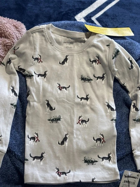 Petit Lem Holiday Huskies Pajama Set for children