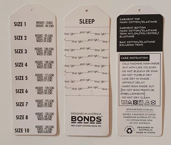 Bonds Baby Kids Sleep Short PJ Set Size 3 Unisex Boy Girl Blue Giraffe