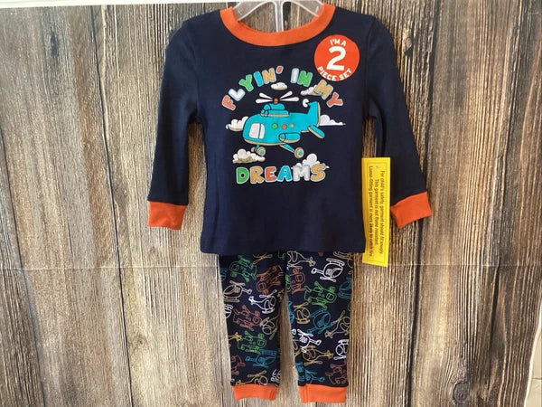 Newest tags toddler size 18 months two-piece pajama set helicopter design