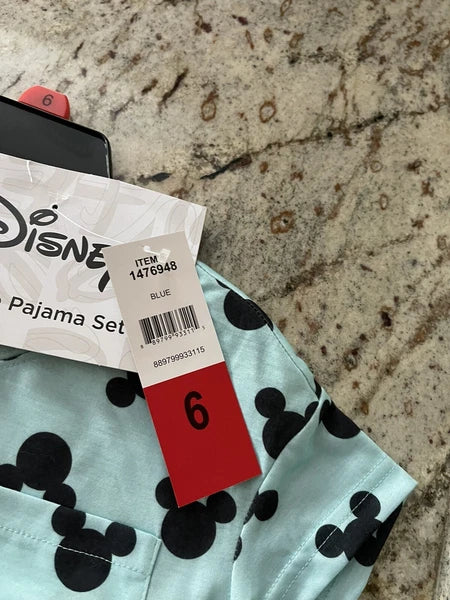 Disney Mickey  Girl’s  Pajama Set  2  Piece Set  Size  6 ~ New