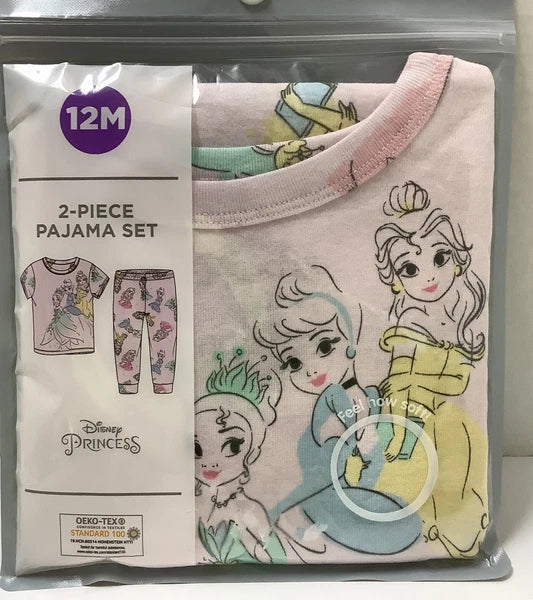 DISNEY PRINCESSES 2 PC PAJAMA SET-SIZE 12 MONTHS-NIP