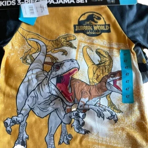 AME Kids' Jurrasic World 3-Piece Pajama Set, Multi, 2T