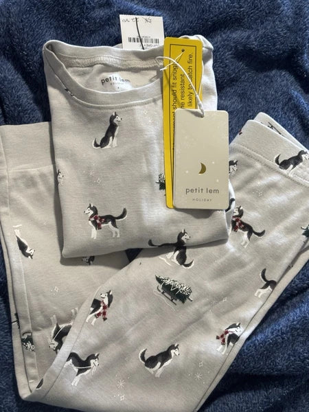 Petit Lem Holiday Huskies Pajama Set for children