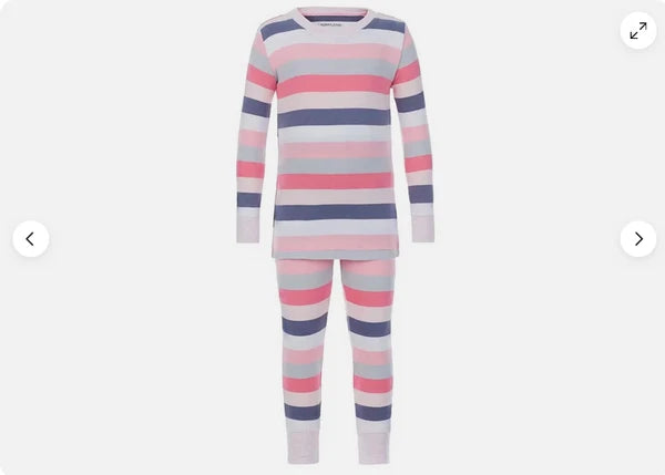 Kirkland Signature kids’ SLOTH AND STRIPE 4 Pc Pajama Set(PINKS/GRAY 6)NWT
