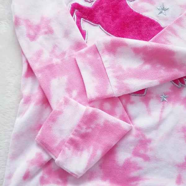 Girls Soft and Snag Long Sleeve Pajama Set Unicorn Design Pink