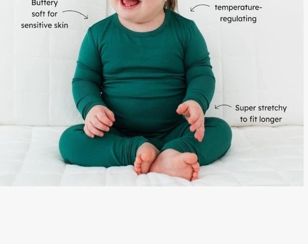 HAPIU Bamboo Pajamas 6 Pcs 3 Set Sage, Slate, Emerald 12/18 Months Boys & Girls