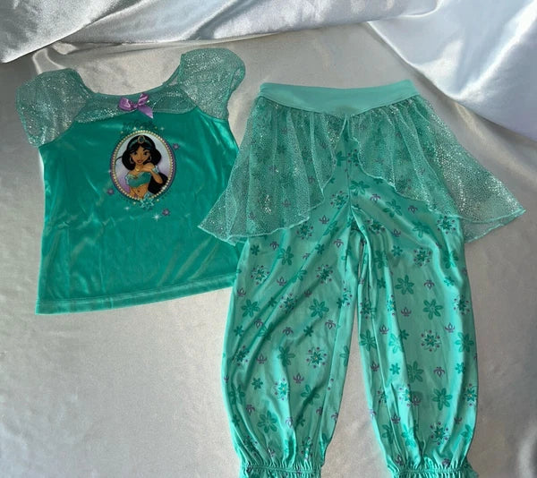Disney Princess Jasmine Pajama Set Tutu Pants Sparkle Ruffle Sleeve 4T
