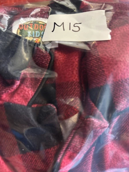 Outdoor Kids Red  Black Buffalo Check Plaid Pajama Set Kids 6 Two Piece M15