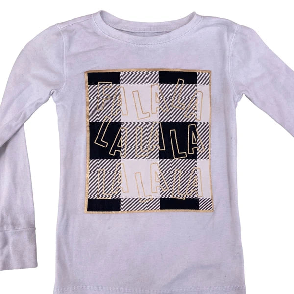 Old Navy Girls Size 6 Small Christmas Pajama Set Falala Black White Check Plaid