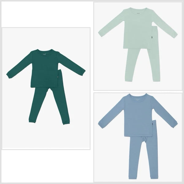 HAPIU Bamboo Pajamas 6 Pcs 3 Set Sage, Slate, Emerald 12/18 Months Boys & Girls