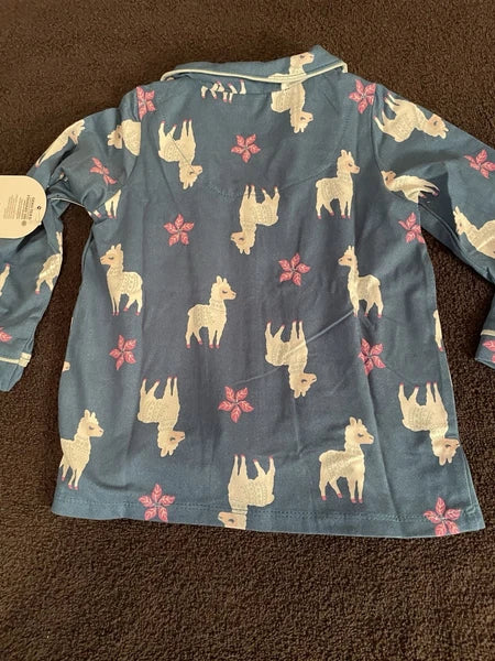 NWT Wonder Nation Girls 2T Llama Pajama Set Long Sleeve Flame Resistant