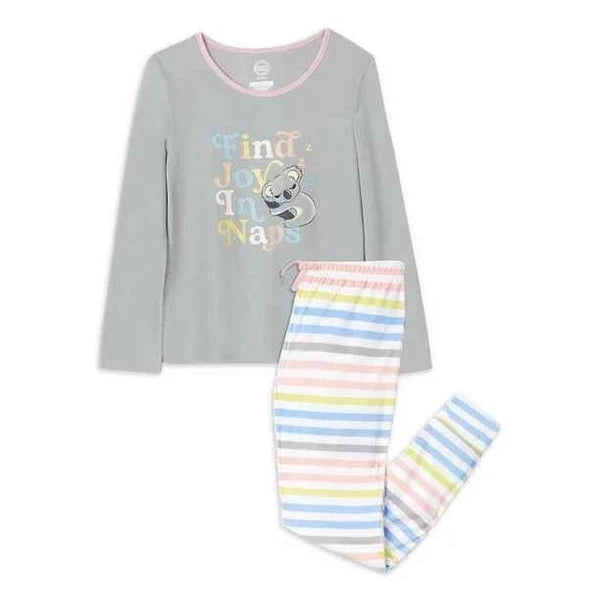 Wonder Nation Girls 2 Pc Long Sleeve Pajama Set-Koala Grey-Small (6/6X)-NWT