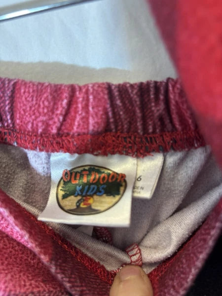 Outdoor Kids Red  Black Buffalo Check Plaid Pajama Set Kids 6 Two Piece M15