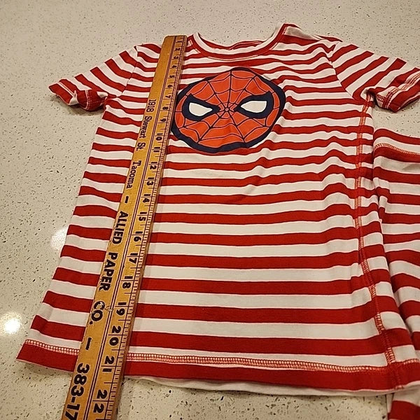 Gap Kids Marvel Pj Set Shirt Shorts 14 Spiderman Cotton Red White Stripes