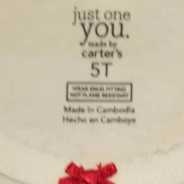 Santas Nice List Just One You Girl 3 Pc Outfit 5T Carter's Tutu Pants Pajama NEW