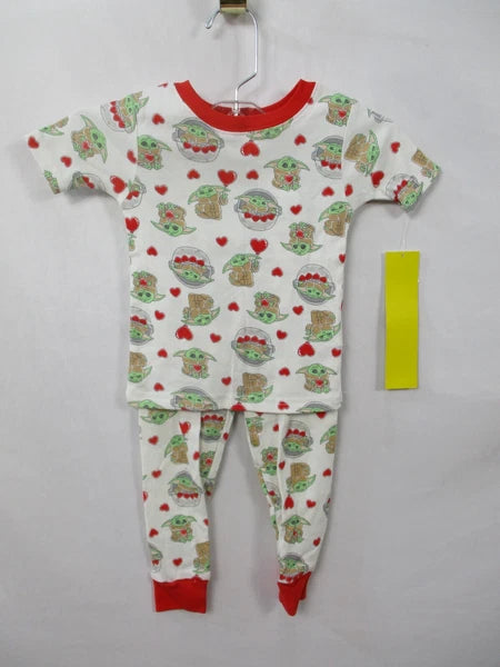 Star Wars Pajama Set Girls Boys 3T White Shirt Pants Baby Yoda Mandalorian