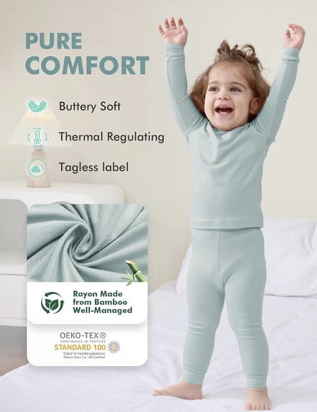 HAPIU Bamboo Pajamas 6 Pcs 3 Set Sage, Slate, Emerald 12/18 Months Boys & Girls