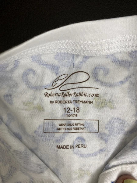 roberta roller rabbit kids pajama set monkey blue 12-18 M