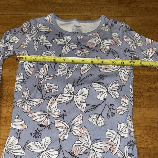 Carter's Girls 8/8A  Pajama Set Snug fit  Butterfly Flowers Purple Cotton