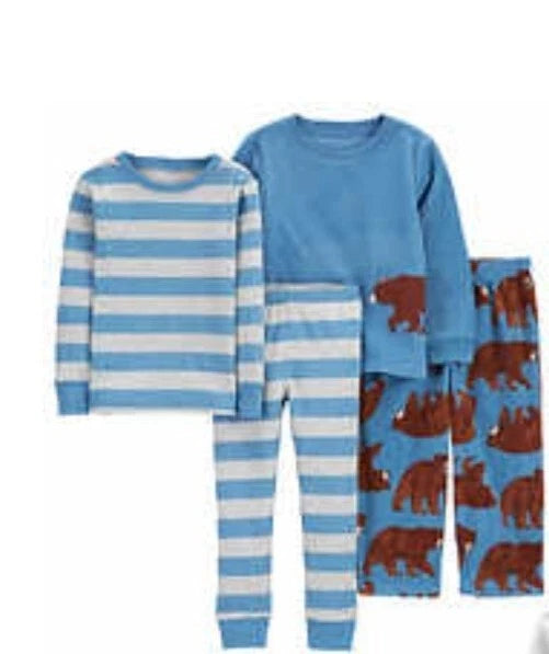 Carter's Boys 4Pcs Pajama Set Snug  Fit SZ 4T