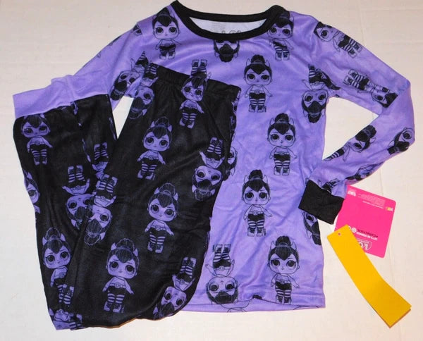 LOL Surprise Pajama Set Size 4 Girls Purple Black Joggers & Long Sleeve Top